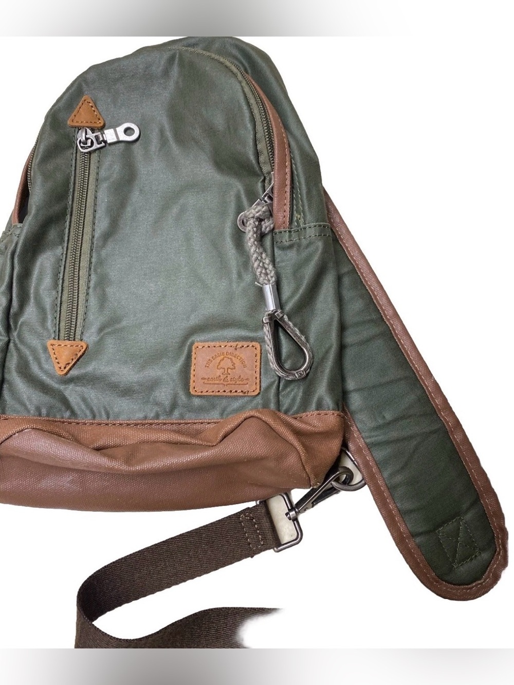 Olive military Green Brown Travel sling bag outdoor hiking utility
